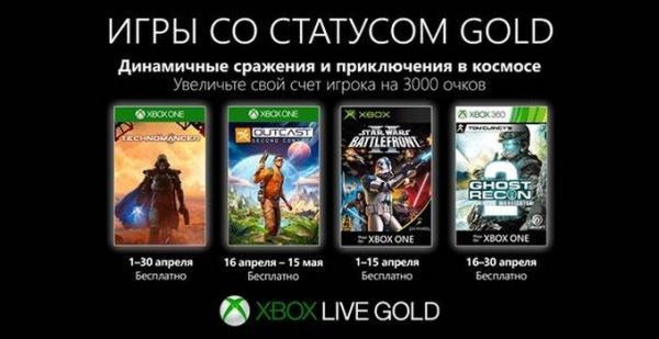 Бесплатные игры для подписчиков Xbox Live Gold в апреле