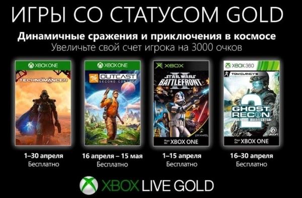 Microsoft анонсировала апрельскую подборку игр для подписчиков Xbox Live Gold